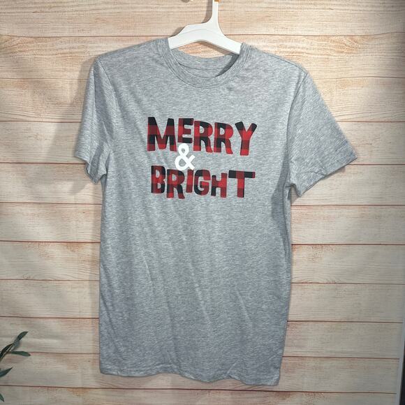 Wondershop "Merry & Bright" Gray Men's Holiday Sleep Shirts Size Small New - Picture 2 of 9
